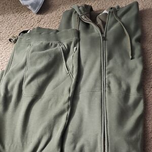 Olive Green Hoodie and Sweatpants Set